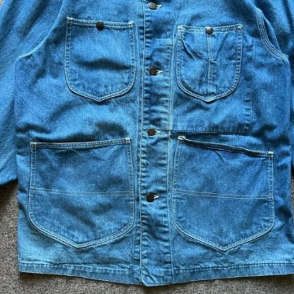 Vintage H.W. Carter & Sons Railroad Denim Chore Work Jacket Watch The Wear Small - Picture 3 of 16